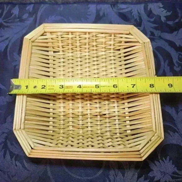 Farmhouse/Boho Vintage Square Wicker Rattan Woven Basket - Picture 3 of 4